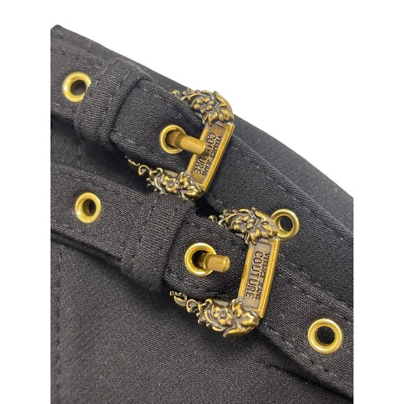 Versace Jeans Couture $675 Black Corset Buckle Midi Dress NWT Size 40 Small - Picture 7 of 13